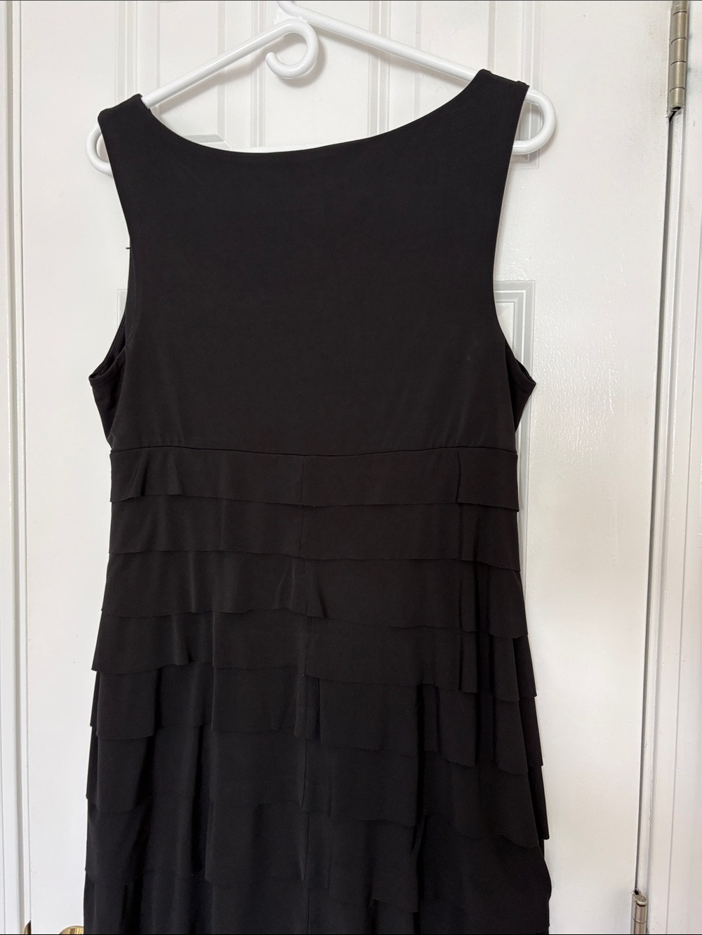 London Times from Maggie London’s Classic Black Tiered V-Neck Women’s Dress - Picture 7 of 8